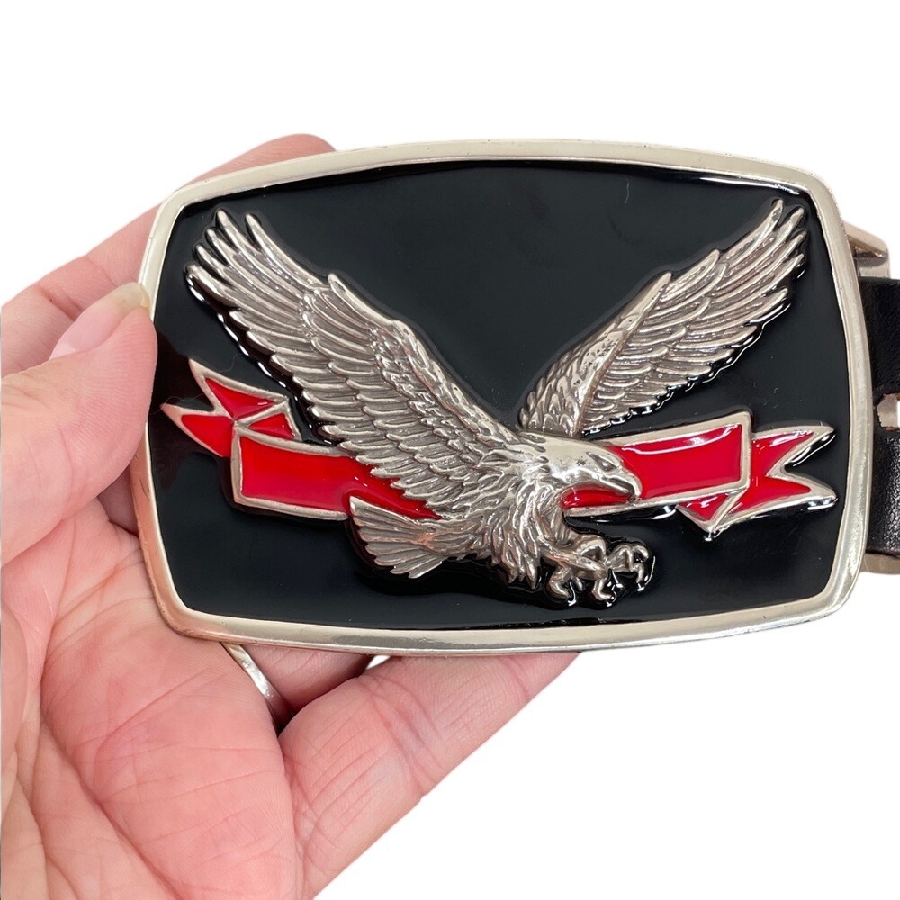 Budweiser King of Beers Mens Brown Leather Belt Eagle Buckle Made in USA Size 36 - Picture 4 of 11